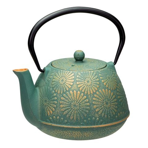 Avanti - Daisy Cast Iron Teapot Teal/Gold 1.2L