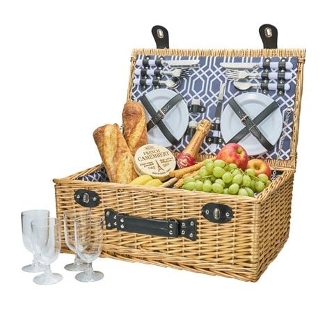 Avanti - Hamptons Blue Point 4-Person Wicker Picnic Basket