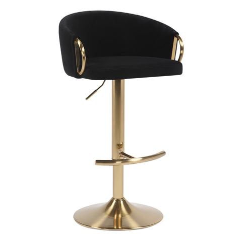 Design Arc Furniture - Winfrey Gas Lift Bar Stool Black w/Gold Tone