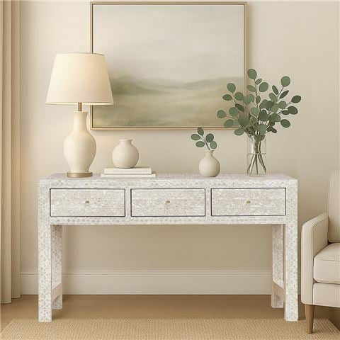 Design Arc Furniture - Mother Of Pearl Opulent 3 Drawer Console Table