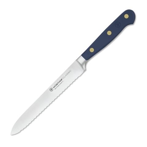 Wusthof Classic Serrated Utility Knife Wild Blueberry 14cm - Peter's of Kensington