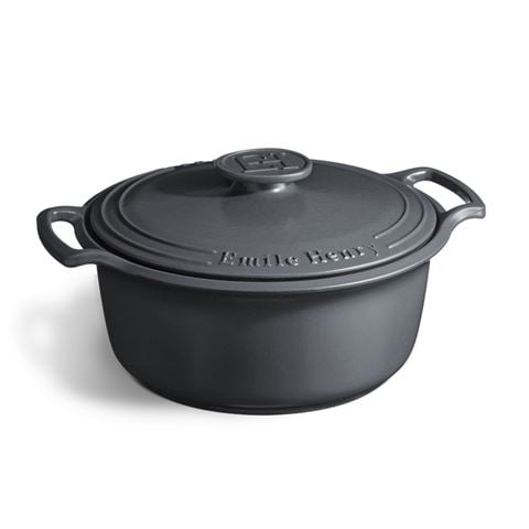 Emile Henry Sublime Round Casserole Graphite 33cm/7.1l - Peter's of Kensington