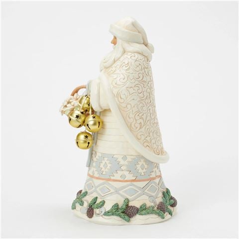 Heartwood Creek Santa White Woodland Holding Basket and Bells Figurine - Peter's of Kensington