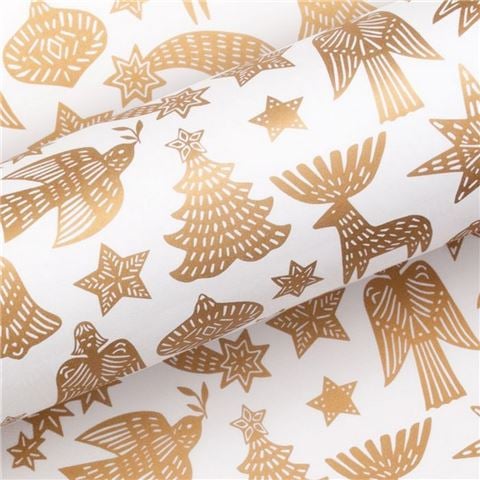 Vandoros - Adorn Wrapping Paper White/Gold 76cm x 2.5m