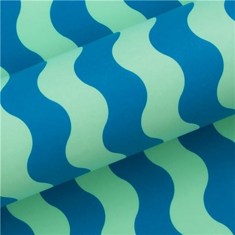 Vandoros Waves Wrapping Paper Aqua/Electric Blue 76cm x 2.5m - Peter's of Kensington