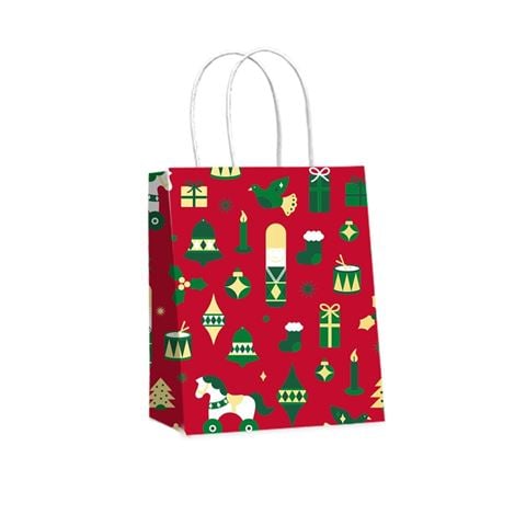 Vandoros - Drummer Boy Gift Bag w/Twisted Handle Red/Green Small 20cm