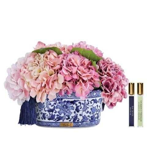 Cote Noire Chinoiserie Hydrangea w/Gold Plate Pink & Light Pink - Peter's of Kensington