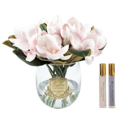 Cote Noire - Magnolia Bouquet w/Round Vase & Gold Crest Pink