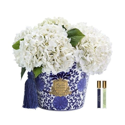 Cote Noire - Chinoiserie Oriental Hydrangea w/Gold Plate White