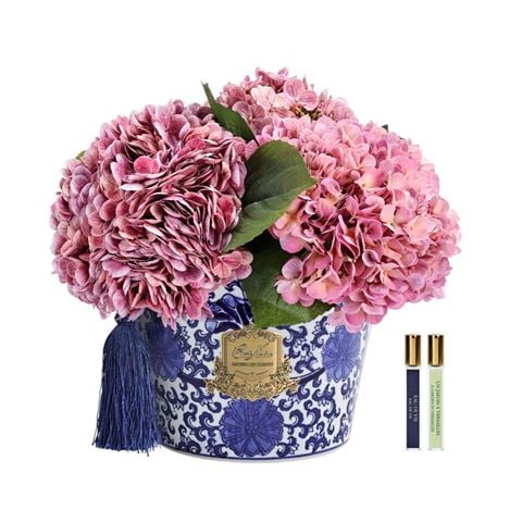Cote Noire - Chinoiserie Oriental Hydrangea w/Gold Plate Pink