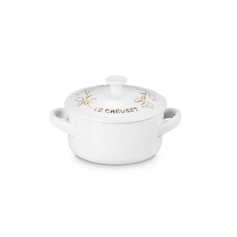 Le Creuset - Stoneware Mini Casserole Dish White w/Gold Trim