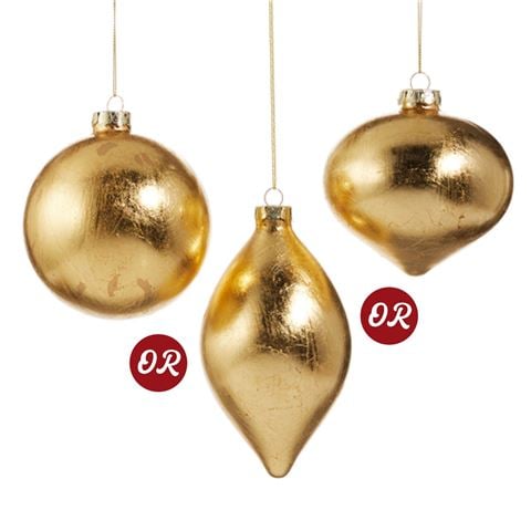 Raz - Deck The Halls-Gold Leaf Ornament Assorted