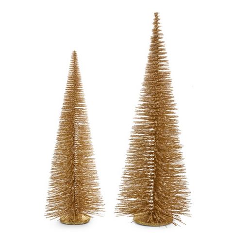 Raz - Season's Sparkle Gold Bottle Brush Tree Set of 2