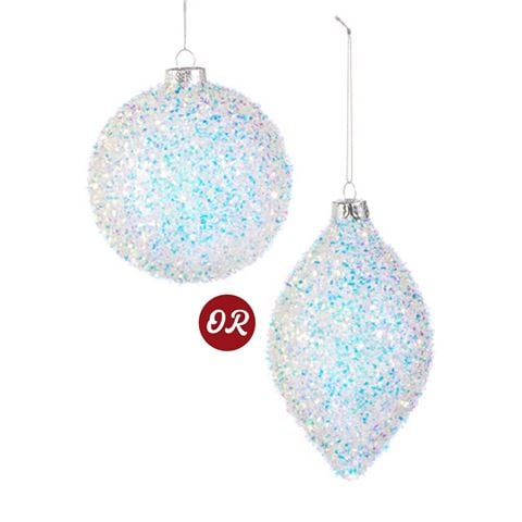 Raz - Season's Sparkle Iridescent Glitter Ornament Assorted