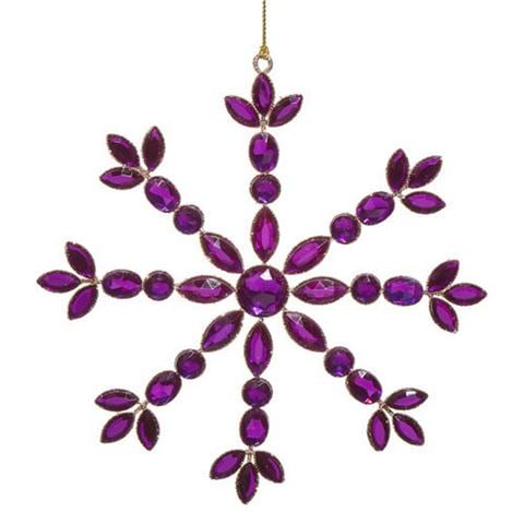 Raz - All Of The Trimmings-Purple Jewelled Snowflake Ornament