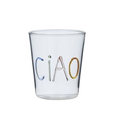 Coastal Home - Ciao Glass Tumbler w/Multi-Coloured Lettering  9x10cm