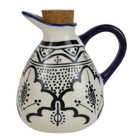 Coastal Home - Aleah Ceramic Olive Oil Bottle Black/White 12x13.5cm