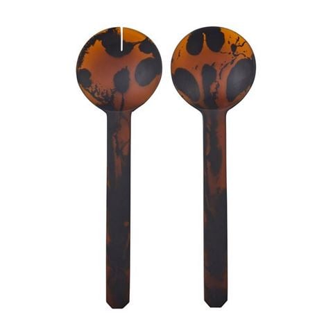 Coastal Home - Kip Resin Salad Server Set 2pce Tortoiseshell 25.5cm