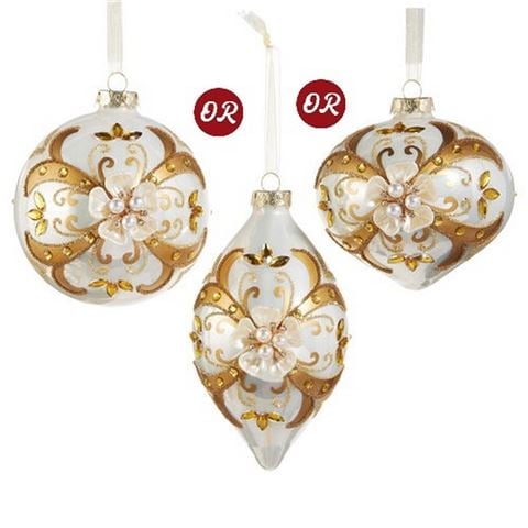 Raz - Holiday Rendezvous-Floral Embellished Ornament