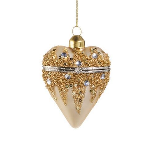 Raz Bows & Baubles Champagne Gold Heart Box Ornament - Peter's of Kensington