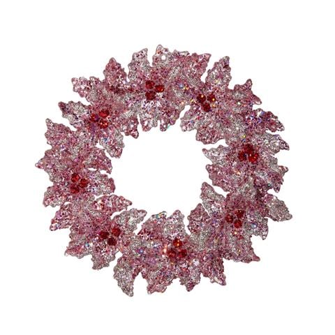 Raz - Holly Jolly Holiday Blushing Glittered Wreath Ornament