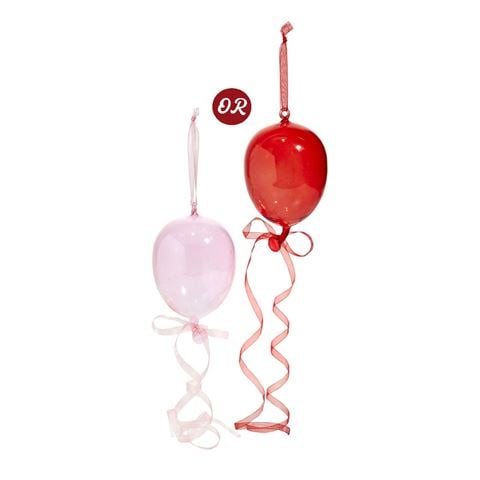 Raz - A Blushing Holiday Balloon Ornament Red & Pink Assorted