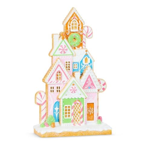Raz - Holly Jolly Holiday Pastel Gingerbread Village Christmas Decoration