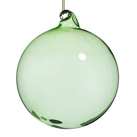 Raz - Holly Jolly Holiday Green Blown Glass Ball Ornament