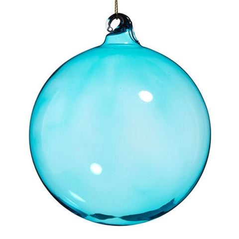 Raz - Holly Jolly Holiday Blue Sheer Blown Glass Ball Ornament