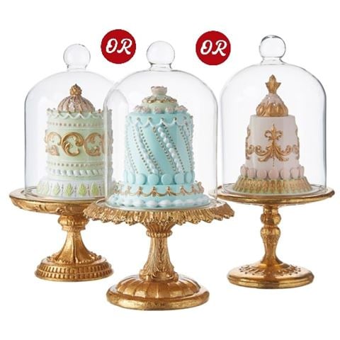 Raz - Cake in Cloche Figurine Assorted