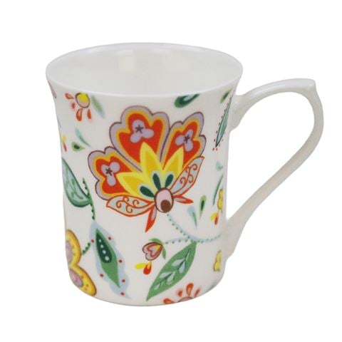 Queens - Hippy Florals Mug Retro Yellow