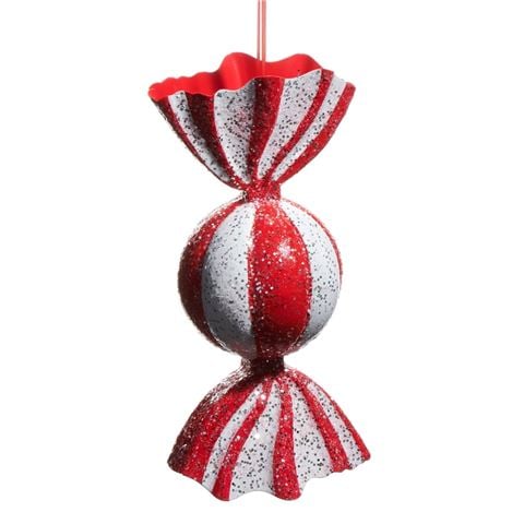 Raz - Make It Merry Red and White Candy Ornament