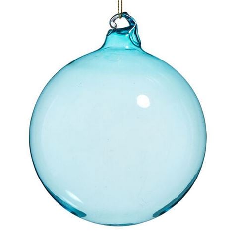 Raz - Holiday Tidings Blue Blown Glass Ball Ornament