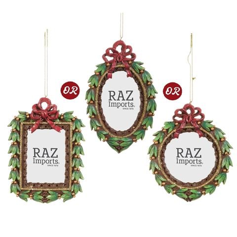Raz - The Christmas Shoppe Frame with Bow Ornament