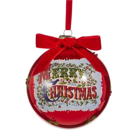 Raz - The Christmas Shoppe Antique Merry Christmas Ball Ornament