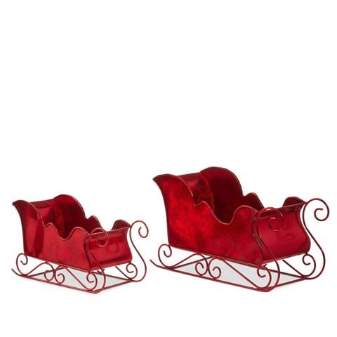 Raz - The Christmas Shoppe Red Sleigh Set 2pce