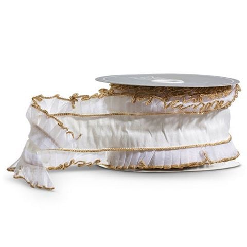 Raz - Sheer Ivory Ribbon w/Ruffles 10x914cm