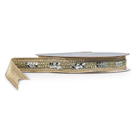 Raz - Gold Jewelled Wired Ribbon Roll 3x457cm