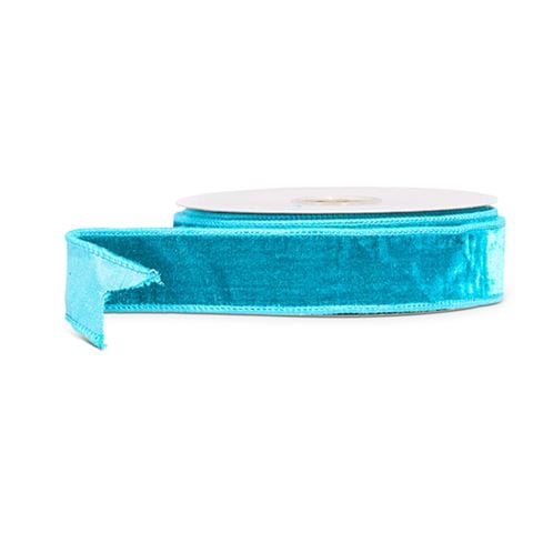 Raz - Teal Velvet Wired Ribbon Roll 4x914cm