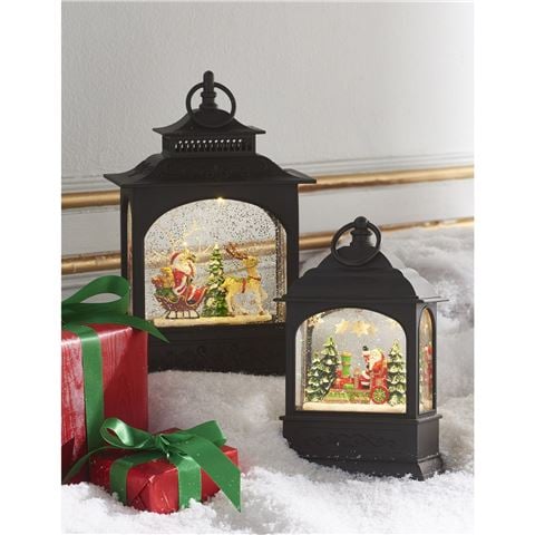 Raz - Winterberry Santa in Train Animated Musical Lighted Water Lantern