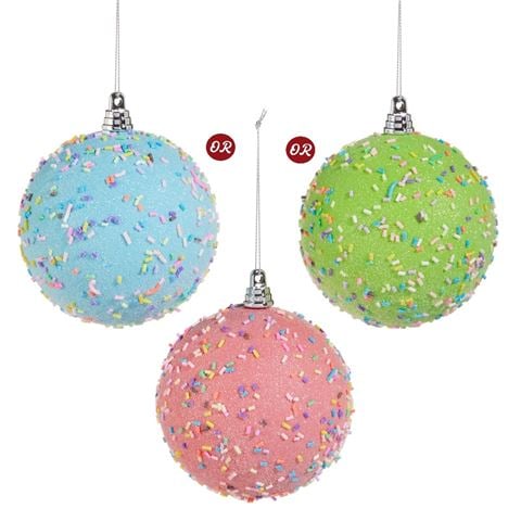 Raz - Holly Jolly Holiday-Sprinkled Ball Ornament