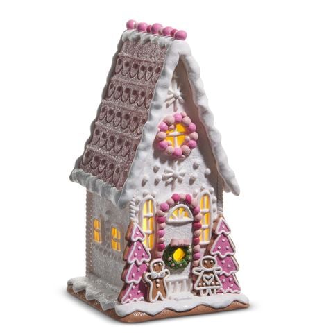 Raz - Holly Jolly Holiday Pink Gingerbread House 30cm