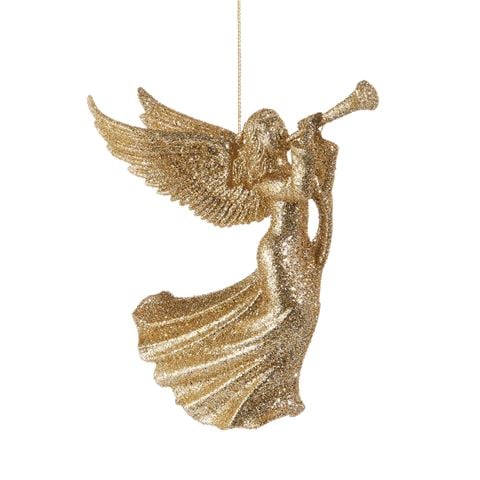 Raz - Holiday Rendezvous-Champagne Glitter Angel Ornament