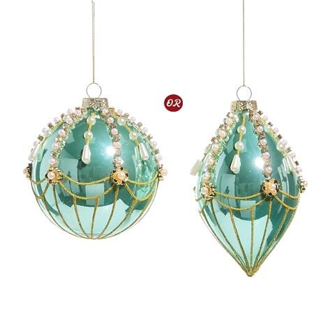 Raz - Holiday Rendezvous-Blue & Pearl Fairground Ornament Assorted