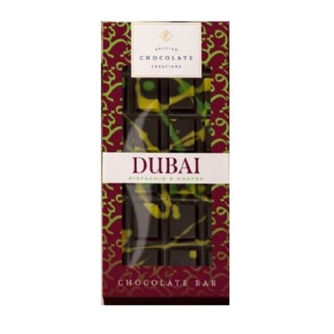 Belgian Chocolate Creations - Dubai-Inspired  Pistachio & Knafeh Dark Chocolate Bar 100g