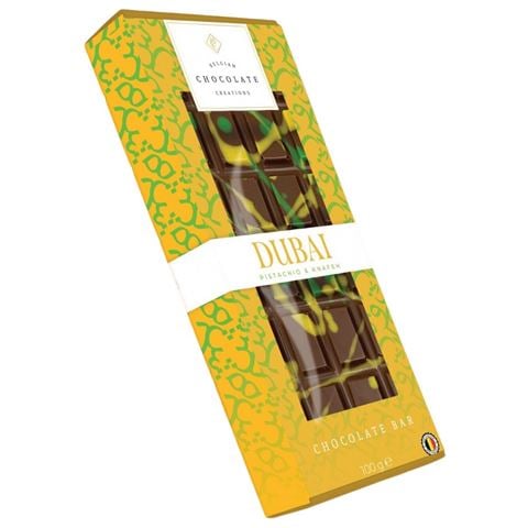 Belgian Chocolate Creations - Dubai-Inspired Pistachio & Knafeh Milk Chocolate Bar 100g