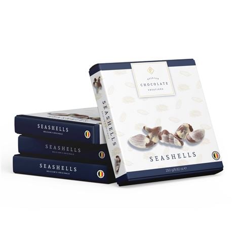Belgian Chocolate Creations - Milk, Dark & White Chocolate Seashells 250g