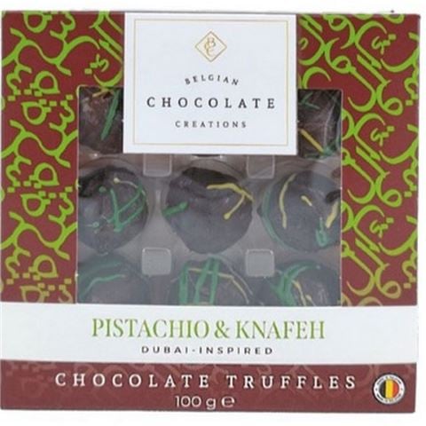 Belgian Chocolate Creations - Dubai-Inspired Pistachio & Knafeh Dark Chocolate Truffles 100g