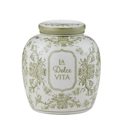 Coastal Home - Puglia Ceramic Jar  Olive 13.5x18.5cm