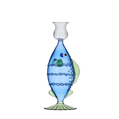 Coastal Home - Pacific Fish Glass Candle Holder 8.5x8x21.5cm